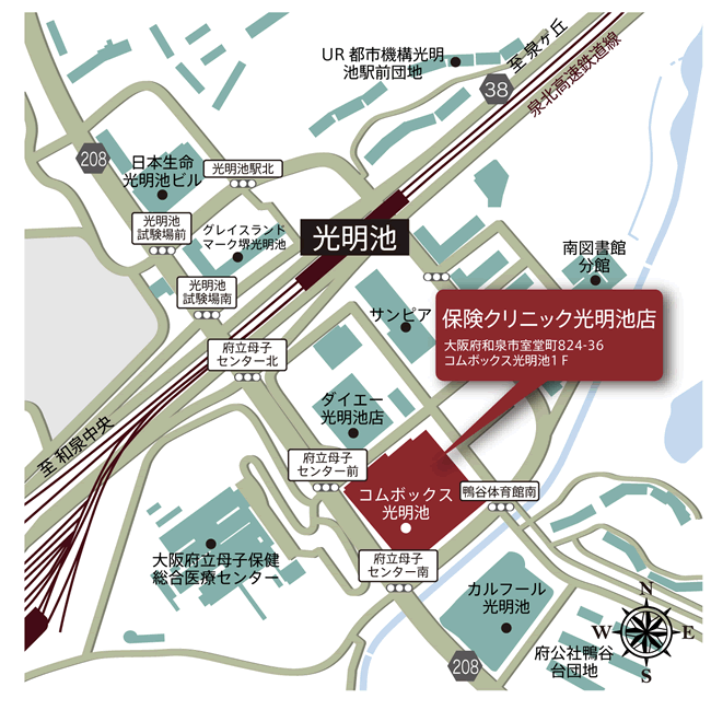 保険クリニック光明池店の地図